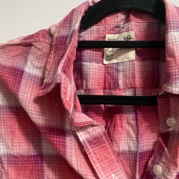 American Eagle Boyfriend Fit Plaid Shirt Pink XS - Picture 2 of 2